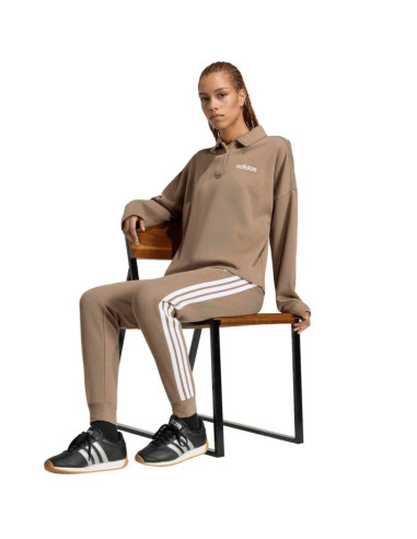 Spodnie damskie adidas essentials 3-stripes fleece slim beżowe kf8317