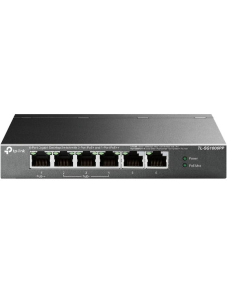 Switch tp-link tl-sg1006pp gigabitowy przełącznik typu desktop, 6 portów, w tym 3 porty poe+ i 1 port poe++