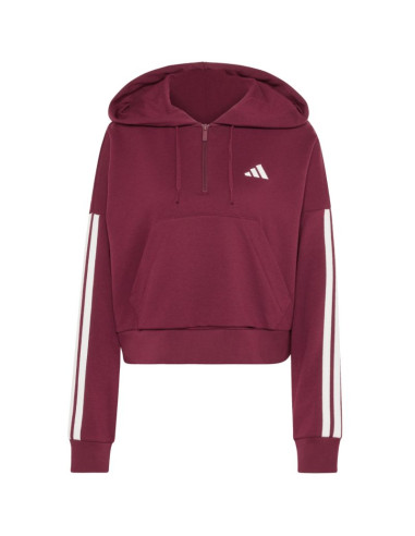 Bluza damska adidas essentials 3-stripes french terry quarter-zip bordowa kf8316