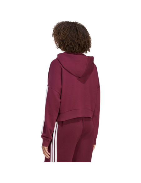 Bluza damska adidas essentials 3-stripes french terry quarter-zip bordowa kf8316