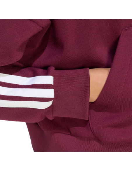 Bluza damska adidas essentials 3-stripes french terry quarter-zip bordowa kf8316