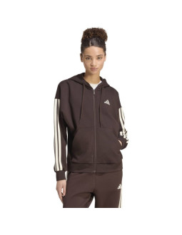 Bluza damska adidas essentials 3-stripes full-zip fleece hoodie brązowa kx0784