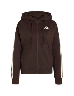 Bluza damska adidas essentials 3-stripes full-zip fleece hoodie brązowa kx0784 2
