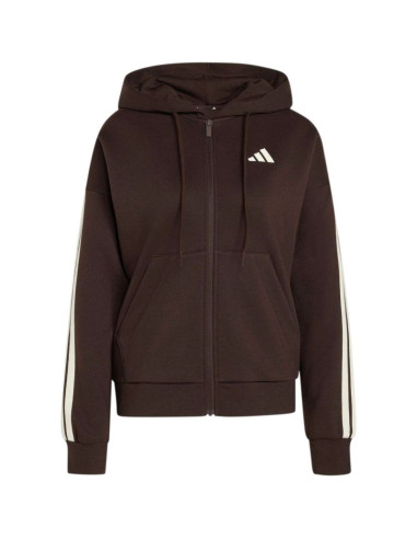 Bluza damska adidas essentials 3-stripes full-zip fleece hoodie brązowa kx0784