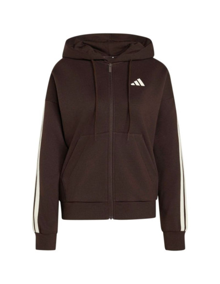 Bluza damska adidas essentials 3-stripes full-zip fleece hoodie brązowa kx0784
