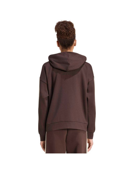 Bluza damska adidas essentials 3-stripes full-zip fleece hoodie brązowa kx0784