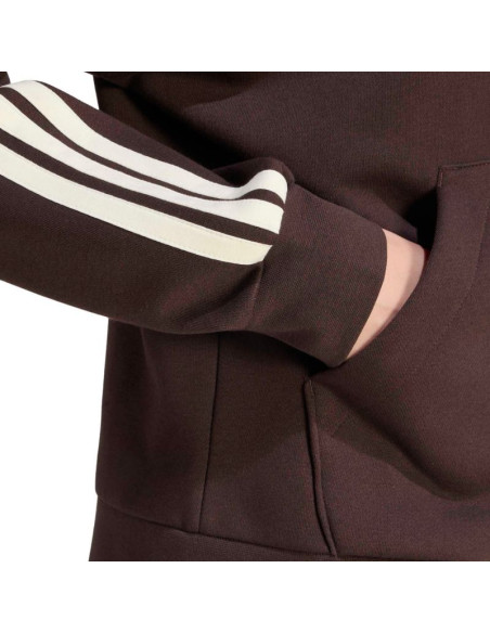 Bluza damska adidas essentials 3-stripes full-zip fleece hoodie brązowa kx0784