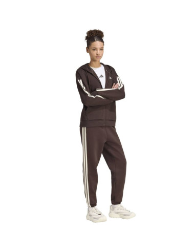 Bluza damska adidas essentials 3-stripes full-zip fleece hoodie brązowa kx0784