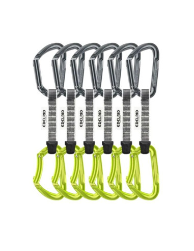 Edelrid 737910106270 karabińczyk do wspinaczki zapięcie z blokadą w kształcie litery d zielony, szary 6 szt.