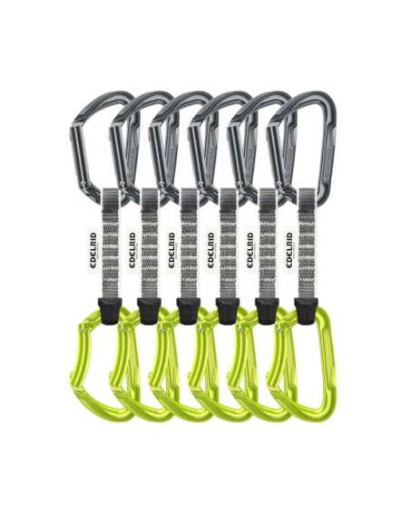 Edelrid 737910106270 karabińczyk do wspinaczki zapięcie z blokadą w kształcie litery d zielony, szary 6 szt.