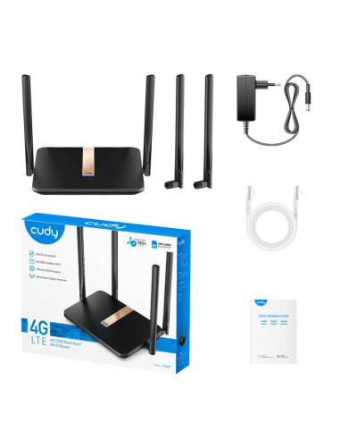 Router cudy lt500d_eu lan 10/100 ac1200 dual band wi-fi mesh 4g lte cat.4 sim