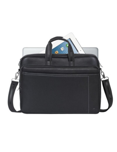 Rivacase torba na laptop 16" orly, czarna, materiał wodoodporny, kieszenie na tablet 10,1", smartfon, dokumenty i akcesoria