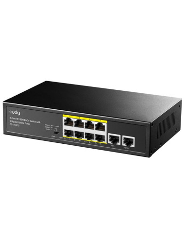 Switch cudy fs1010pg 8-port 10/100m poe+ 120w 2xgbe uplink