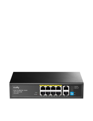 Switch cudy fs1010pg 8-port 10/100m poe+ 120w 2xgbe uplink
