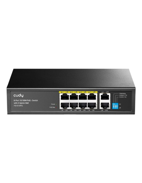 Switch cudy fs1010pg 8-port 10/100m poe+ 120w 2xgbe uplink