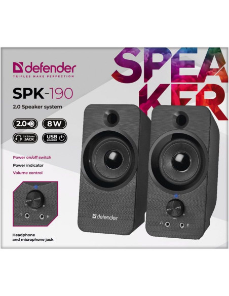 Defender głośniki spk-190 2.0 8w usb 65190