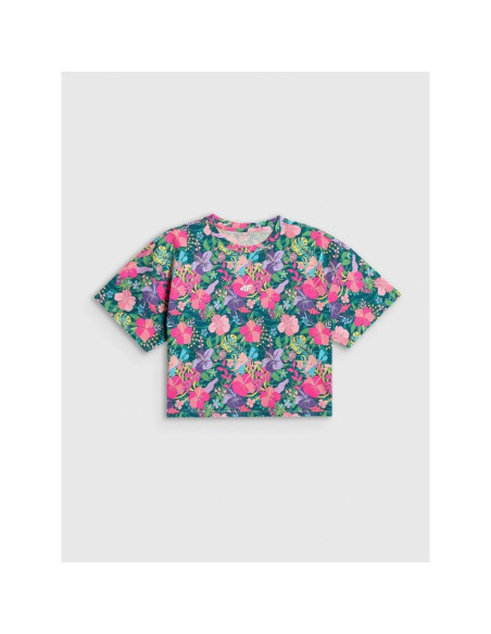 T-shirt boxy z nadrukiem dziewczęcy 4f 4fjraw26ttshf4243-90a