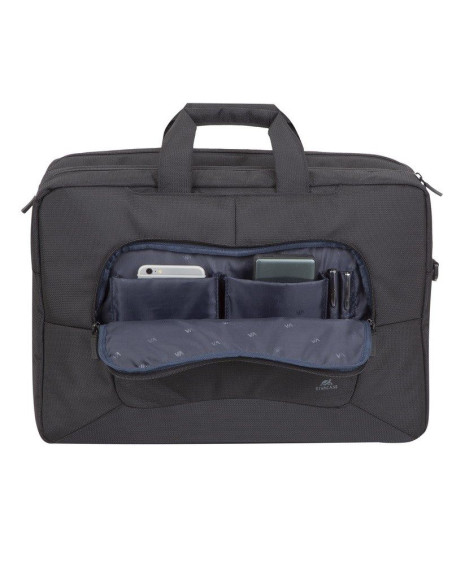 Rivacase torba na laptop 17,3" tegel, czarna, materiał wodoodporny, kieszenie na tablet 10,1", smartfon, dokumenty, akcesoria