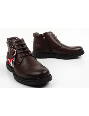 Lee cooper buty męskie eleganckie skórzane brązowe trzewiki ocieplane