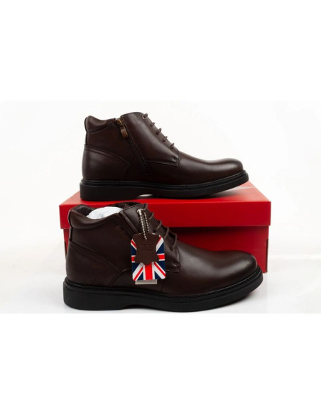 Lee cooper buty męskie eleganckie skórzane brązowe trzewiki ocieplane