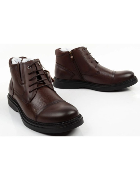Lee cooper buty męskie eleganckie skórzane brązowe trzewiki ocieplane