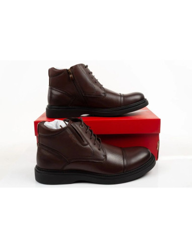 Lee cooper buty męskie eleganckie skórzane brązowe trzewiki ocieplane