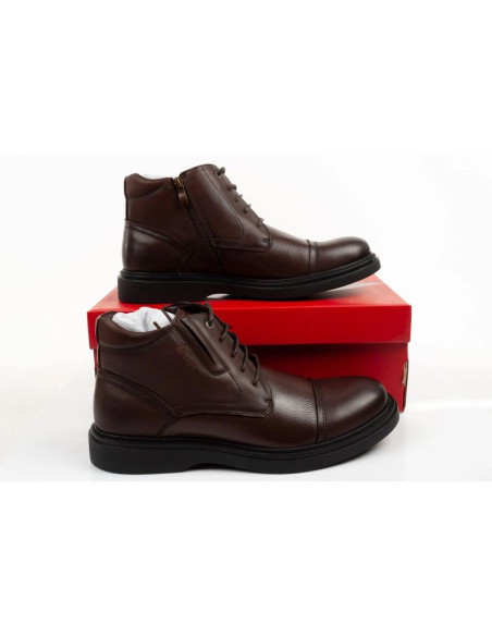 Lee cooper buty męskie eleganckie skórzane brązowe trzewiki ocieplane