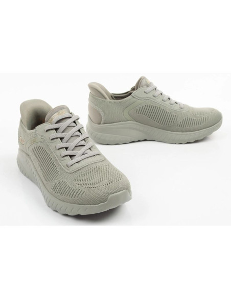 Skechers buty sportowe damskie bobs squad wsuwane slip-ins oliwkowe