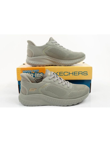 Skechers buty sportowe damskie bobs squad wsuwane slip-ins oliwkowe