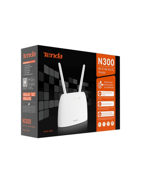 Tenda n300 router bezprzewodowy fast ethernet jedna częstotliwości (2,4 ghz) 4g biały