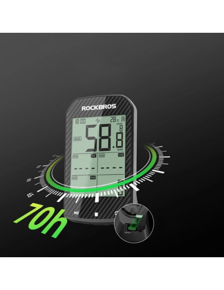 Licznik rowerowy rockbros m1pro bluetooth gps ipx6 - czarny