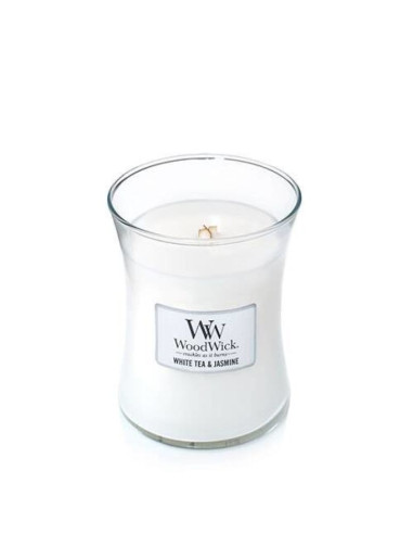 Świeca średnia white tea & jasmine woodwick