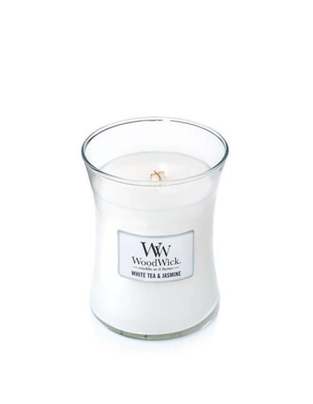 Świeca średnia white tea & jasmine woodwick
