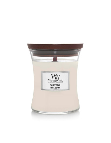 Świeca średnia white teak woodwick