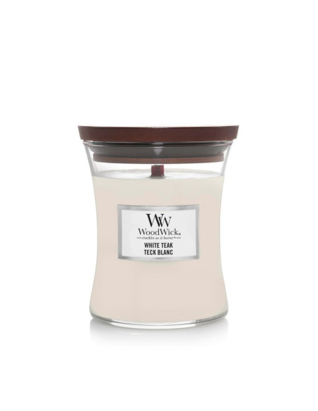 Świeca średnia white teak woodwick