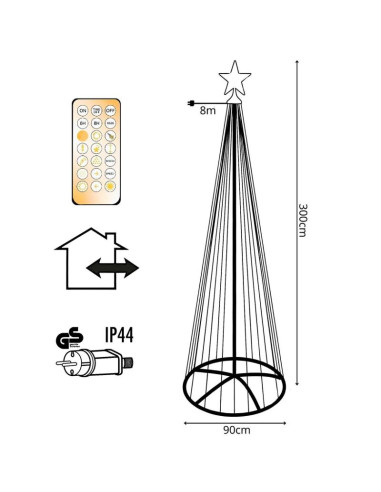 Choinka dekoracyjna 550led super ciepły biały 300cm black