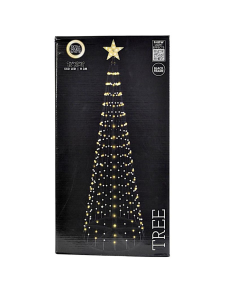 Choinka dekoracyjna 550led super ciepły biały 300cm black