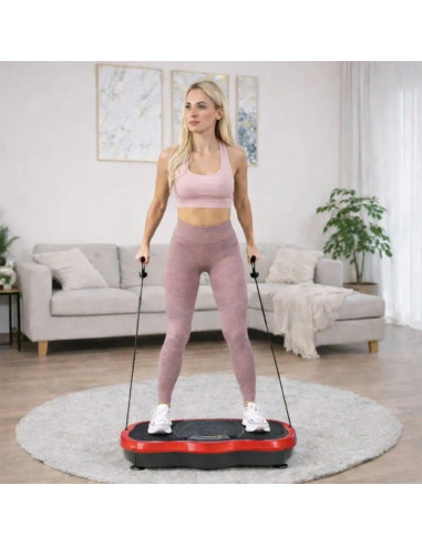 Extralink moonwalk spin move platofrma wibracyjna do cwiczen fitness 200w czerwona