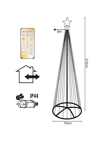 Choinka dekoracyjna 370led super ciepły biały 210cm black