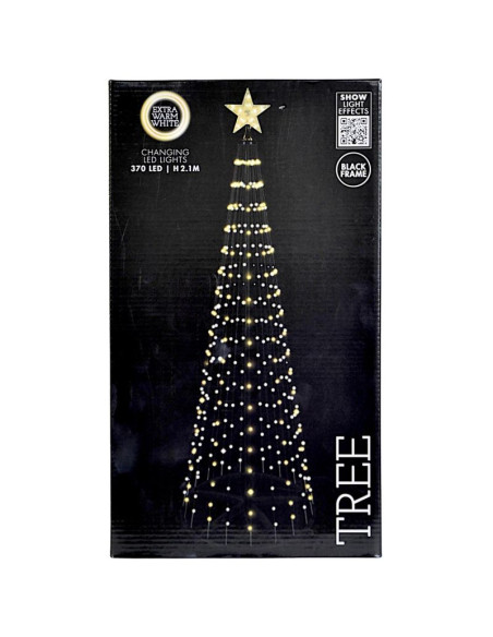Choinka dekoracyjna 370led super ciepły biały 210cm black