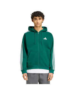 Bluza męska adidas essentials 3-stripes fleece full-zip hoodie zielona kz1412