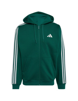 Bluza męska adidas essentials 3-stripes fleece full-zip hoodie zielona kz1412 2
