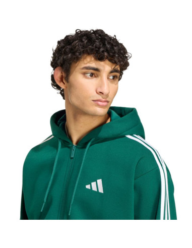 Bluza męska adidas essentials 3-stripes fleece full-zip hoodie zielona kz1412