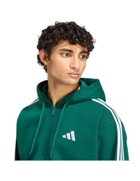 Bluza męska adidas essentials 3-stripes fleece full-zip hoodie zielona kz1412