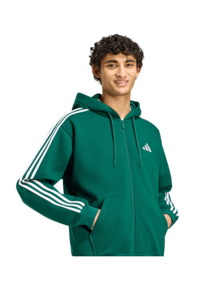 Bluza męska adidas essentials 3-stripes fleece full-zip hoodie zielona kz1412