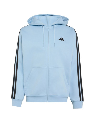 Bluza męska adidas essentials 3-stripes fleece full-zip hoodie błękitna ky4143