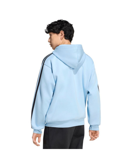 Bluza męska adidas essentials 3-stripes fleece full-zip hoodie błękitna ky4143