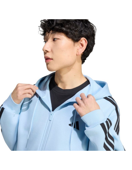 Bluza męska adidas essentials 3-stripes fleece full-zip hoodie błękitna ky4143