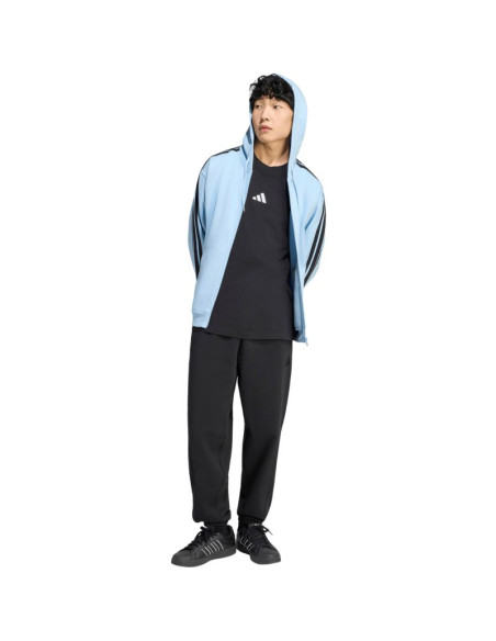 Bluza męska adidas essentials 3-stripes fleece full-zip hoodie błękitna ky4143