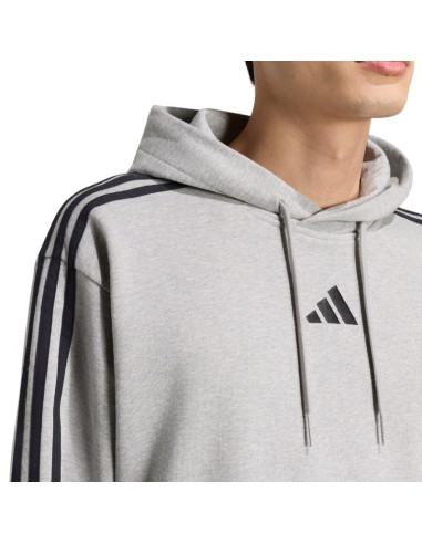 Bluza męska adidas essentials 3-stripes french terry hoodie szara ky4202